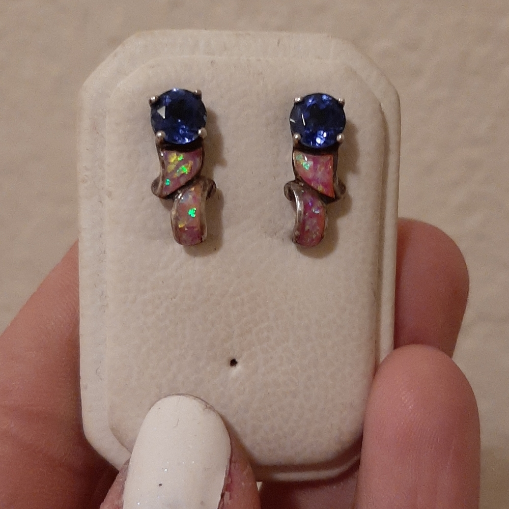 Sterling silver stone earrings